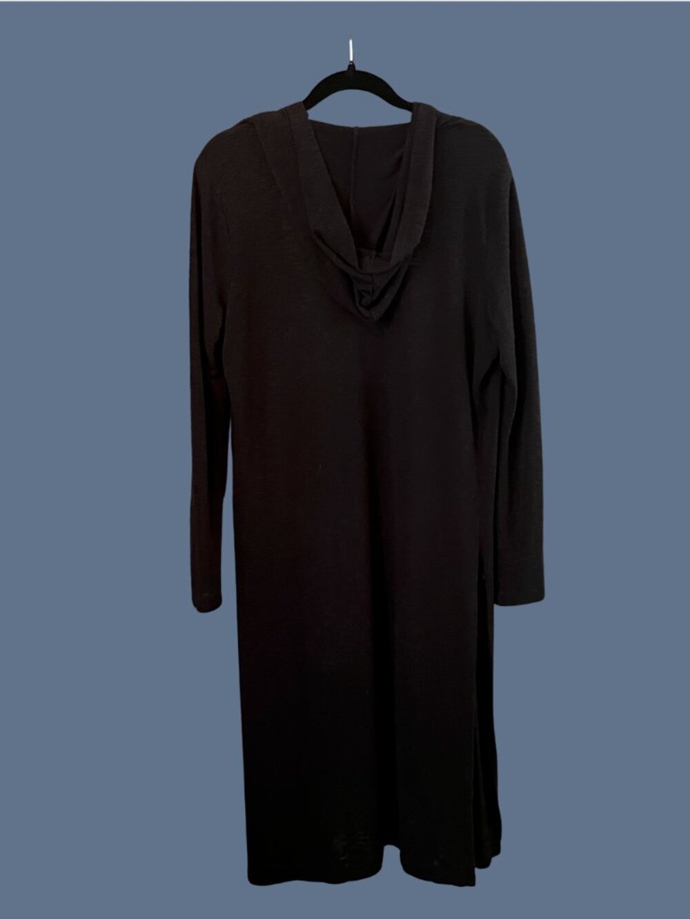 Kenneth Cole Black Open Front Hooded Duster Cardigan - Picture 6 of 9